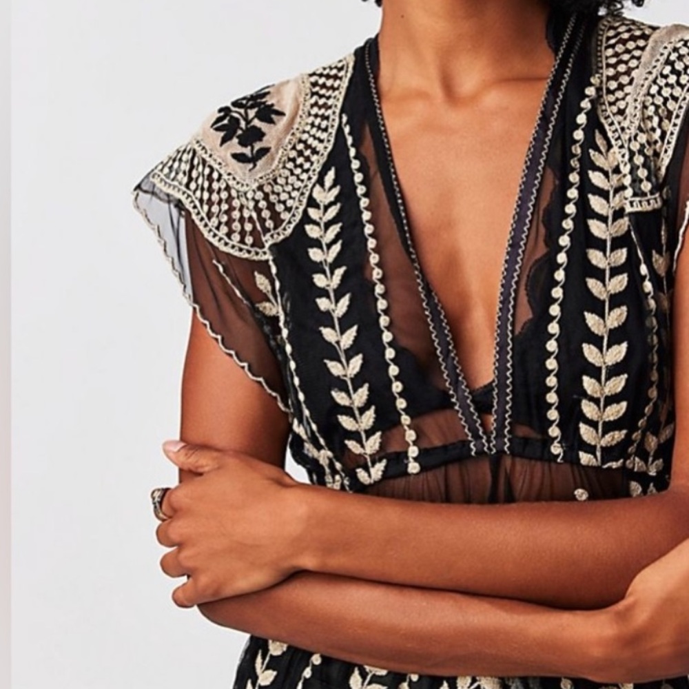 Free People Ollari Ethereal Embroidered Lace Mini Dress in Black - Picture 2 of 11
